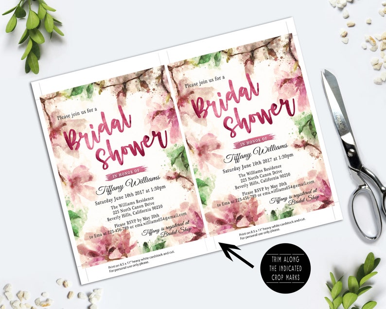 Trendy Bridal Invite Printable Magnolias Bridal Shower invitation Watercolour Floral Bridal Invitation Elegant Bridal Invitation Flowers