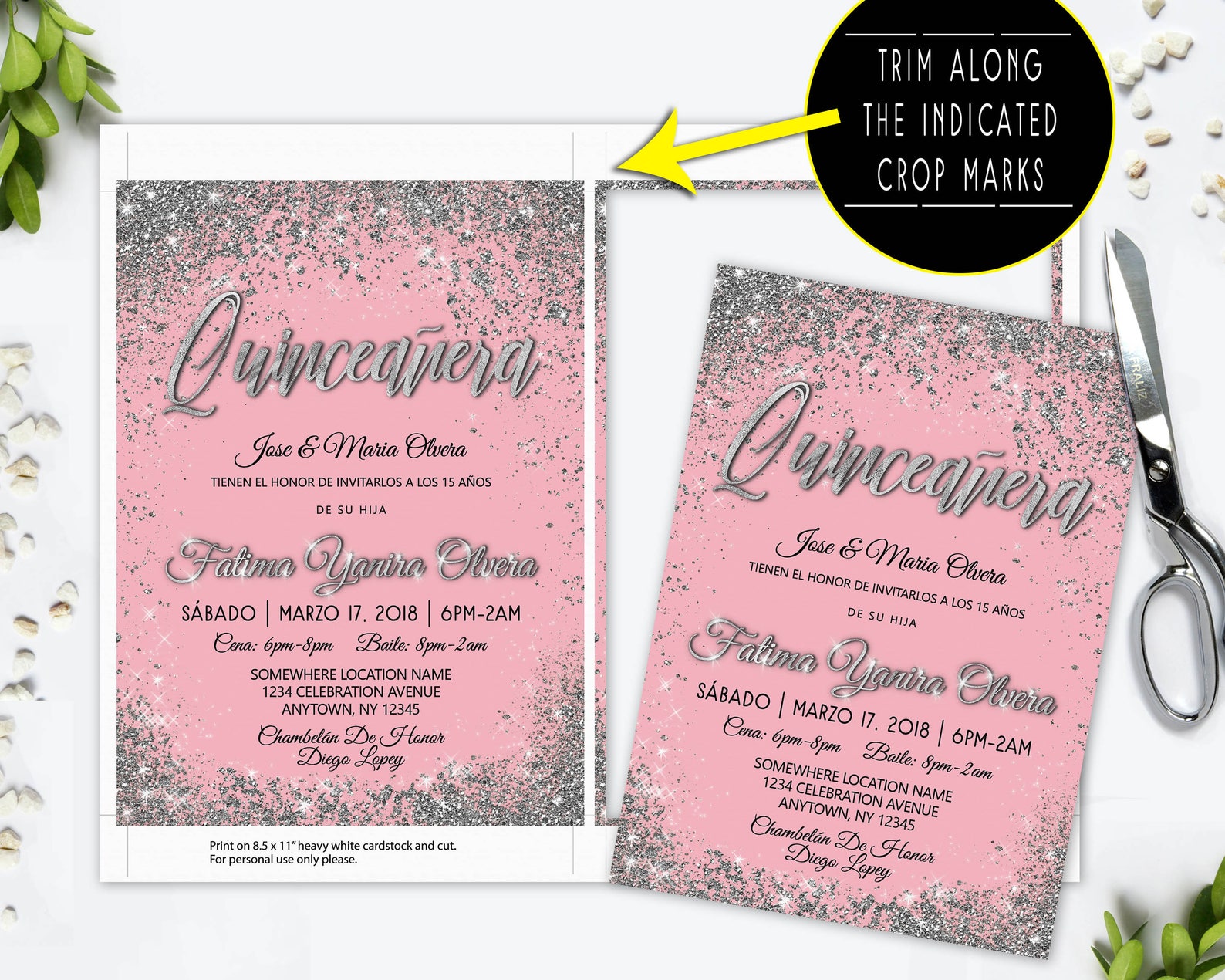 Quinceanera Invitation Blue Silver Royal Pink Teal 15th - Etsy