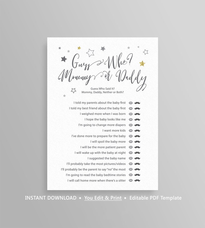 Gender Reveal Baby Shower Games Package Twinkle Little Star Etsy