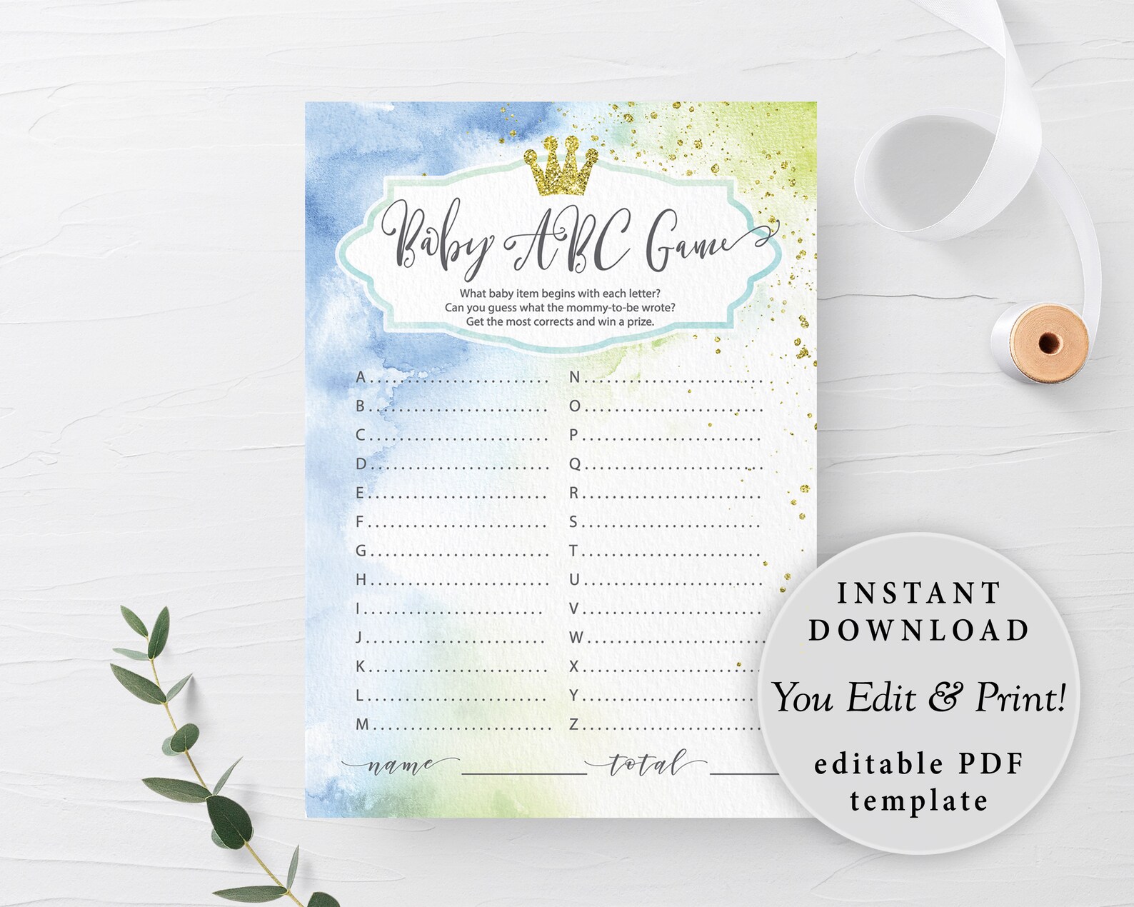Baby ABC Shower Game Printable Baby Shower ABCs Baby | Etsy