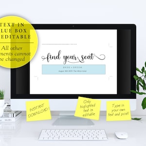 Printable Wedding Seating Chart Template 5x7 4x6 and 3.5x5 - Etsy