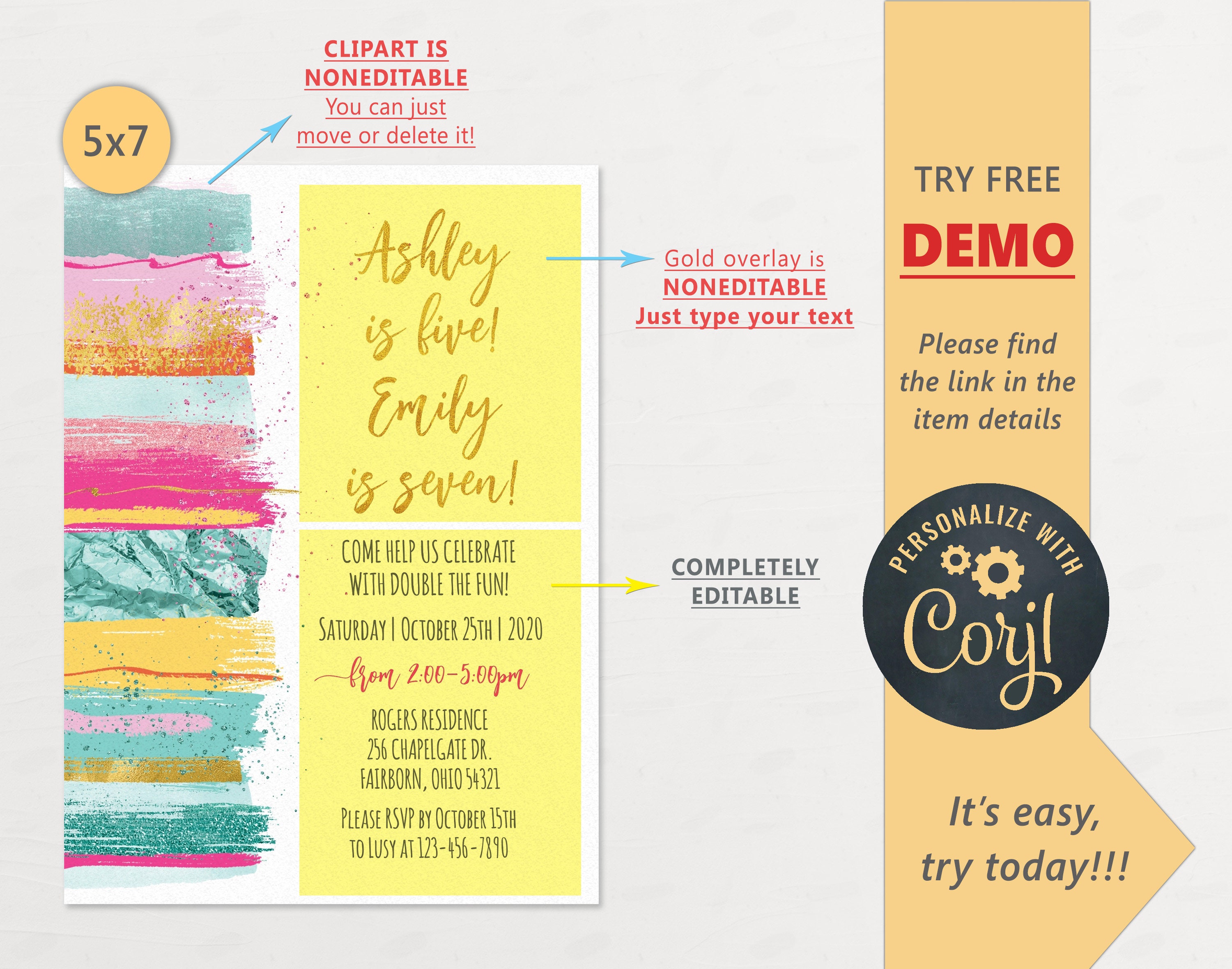 Sisters Birthday Invitation Joint Birthday Invitation Etsy