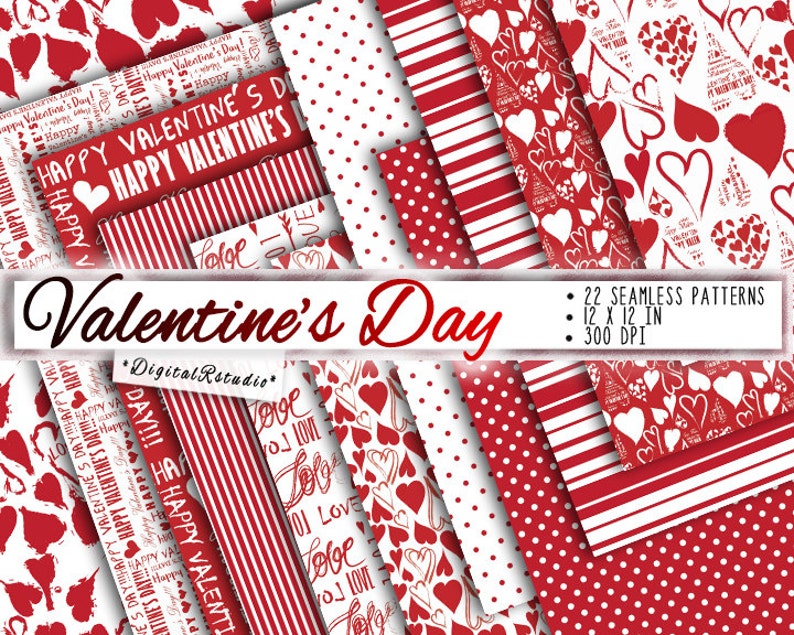 Valentine's day digital papers 22 Printable wrapping paper Etsy