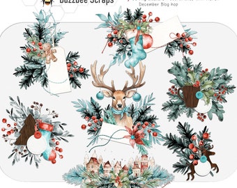 Digital Scrapbooking Christmas Clusters