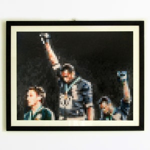 Pixel Messico '68.  Opera realizzata a mano. A-criticArt. Matita e China su Carta. 4350 pixel disegnati a mano