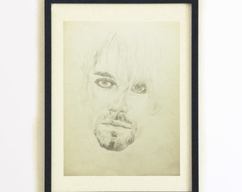 Kurt Cobain drawing. Nirvana Pencil Portrait. A-criticArt