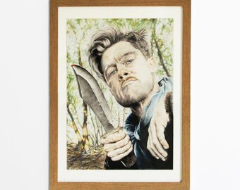 Aldo Raine (Brad Pitt) original Portrait. Inglourious Basterds. Hand-signed. A-criticArt