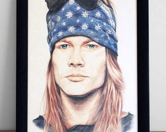 Axl Rose original Portrait. Guns N' Roses. Hand-signed. A-criticArt. Original Art