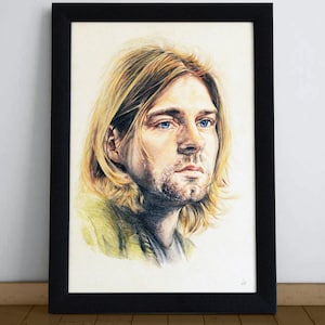 Kurt Cobain Portrait – Original Drawing in Pencil and Ink – Nirvana Rock Icon Wall Art – Handmade by A-CriticArt