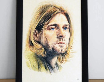 Kurt Cobain Portrait – Original Drawing in Pencil and Ink – Nirvana Rock Icon Wall Art – Handmade by A-CriticArt