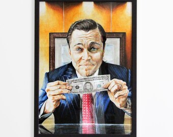Jordan Belfort (Leonardo DiCaprio) Original Portrait. The Wolf of Wall Street. Hand-signed. A-criticArt