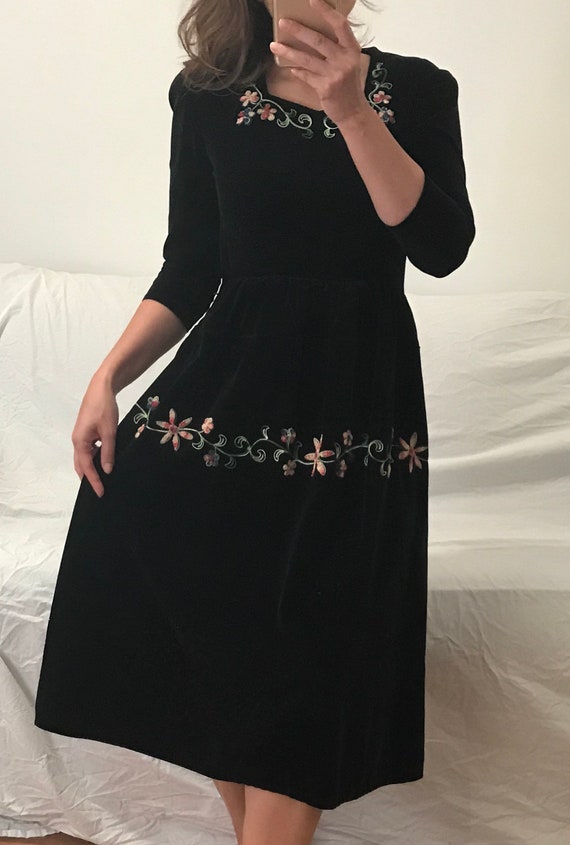 Vintage Austrian Velvet Black Dress