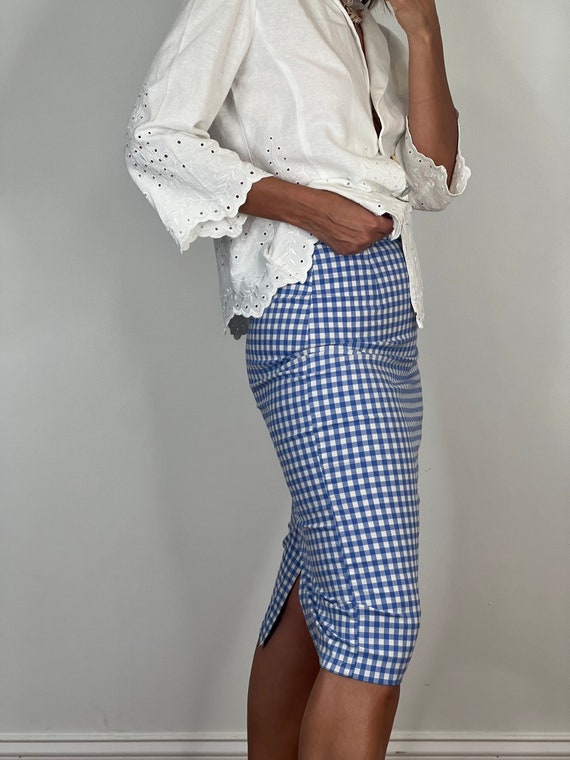 Vintage Gingham Midi Skirt - image 1