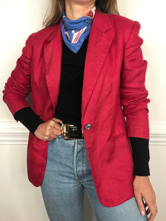 vintage fuchsia pure irish linen blazer