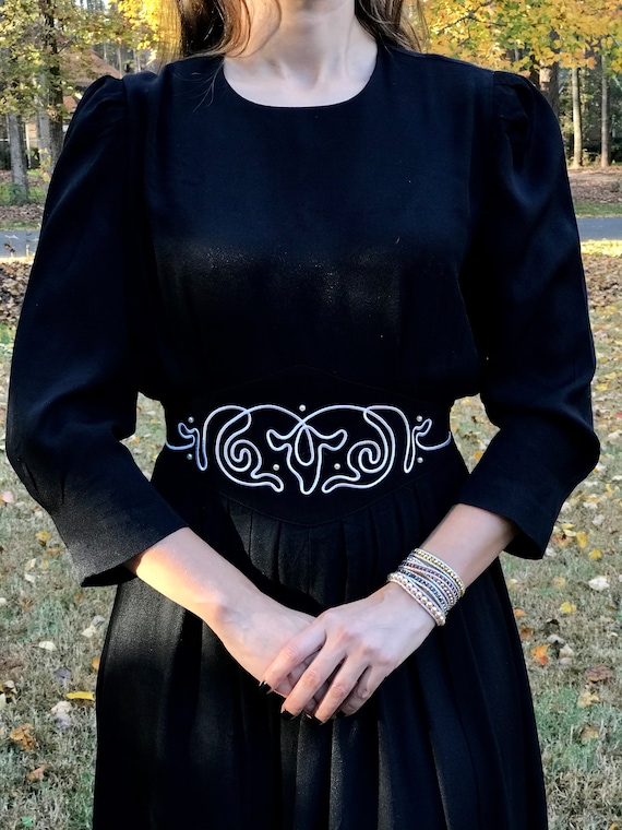 Vintage Black Midi Dress - image 1