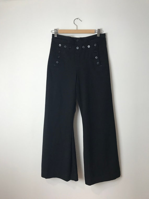 Vintage Sailor Black Wool Flare Pants
