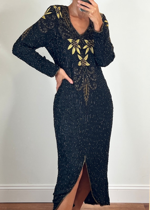 Magnificent Vintage Silk Beaded Dress - image 4