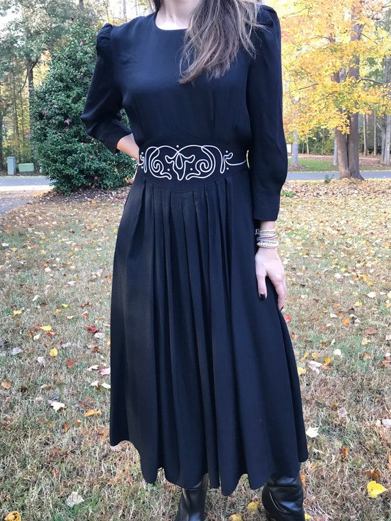 Vintage Black Midi Dress - image 3