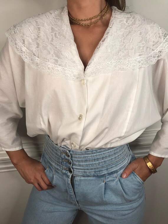 Vintage Oversized Shirt with Sailor Collar
