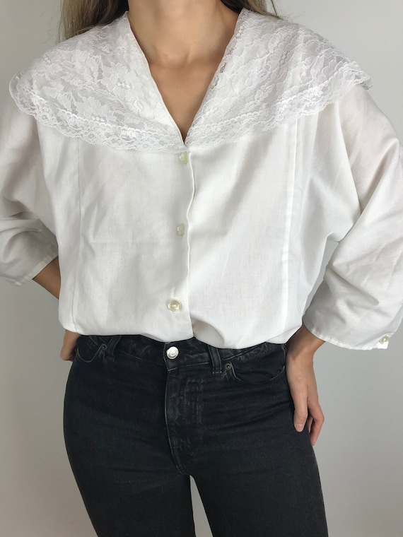 Vintage Oversized Shirt with Sailor Collar