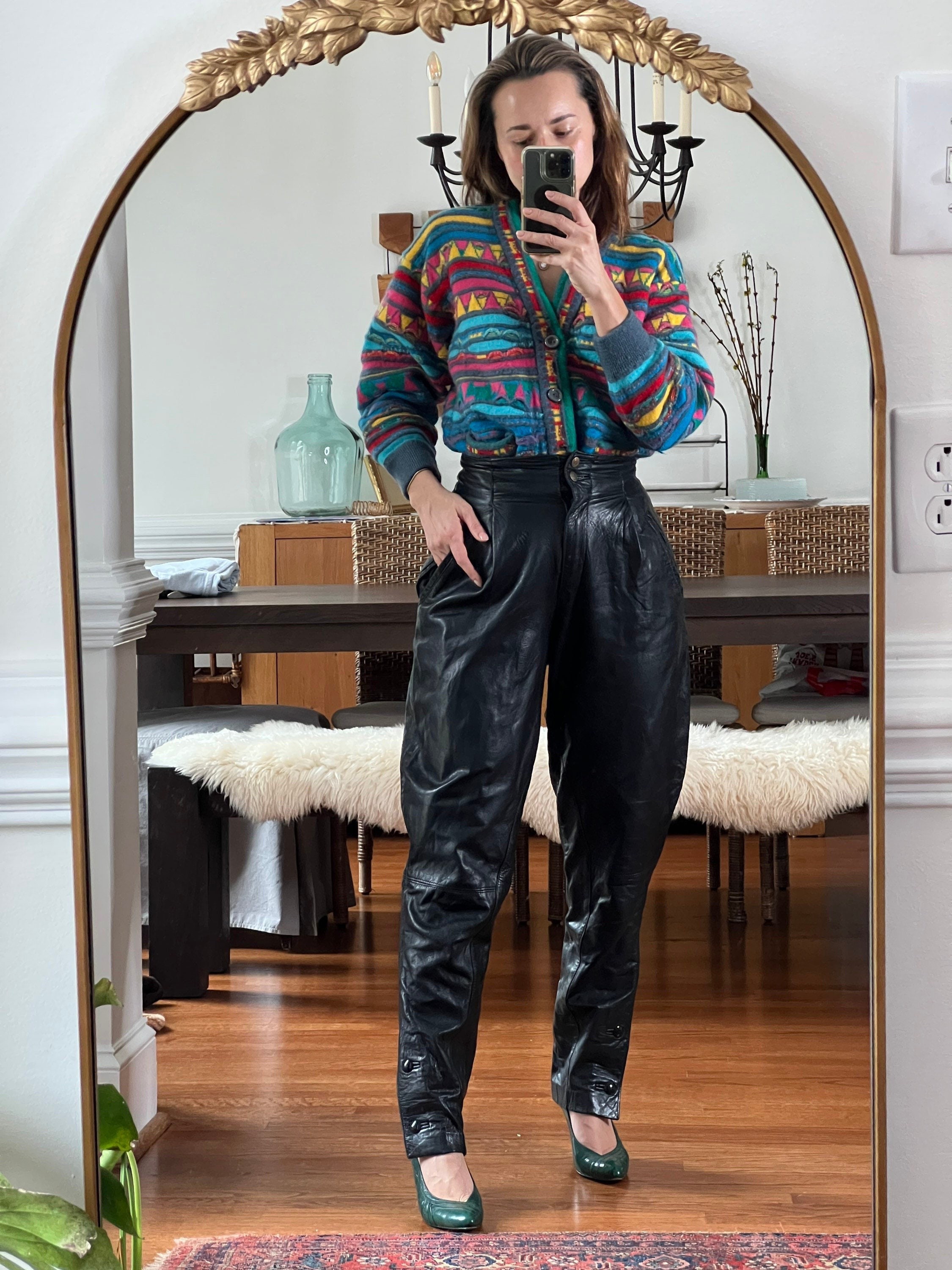パンツ Unknown Vintage Leather Pants Vintage Leather Pants - Etsy