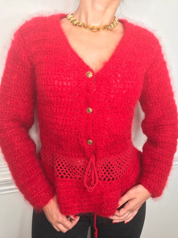 Vintage Hand Knit Cardigan/ Austrian Cardigan/ One of a Kind