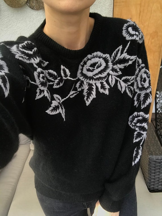 Vintage Angora Embroidered Sweater