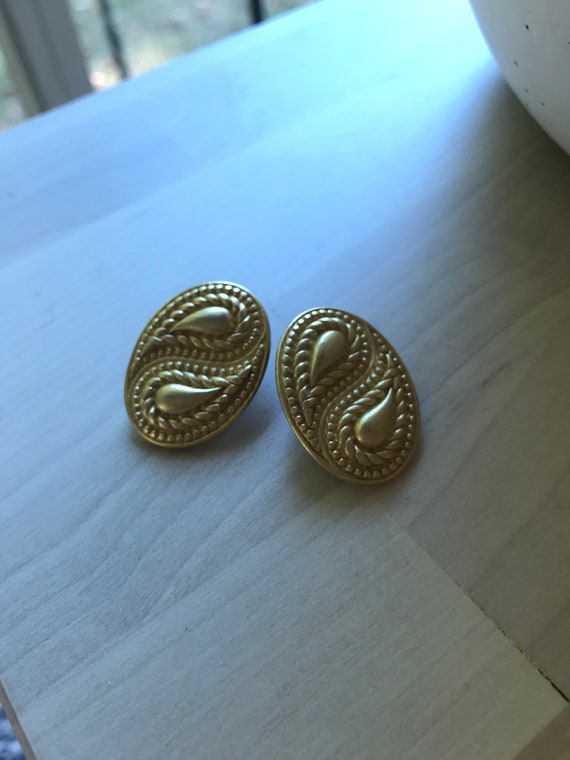 Monet Brushed Button Clip On Earrings