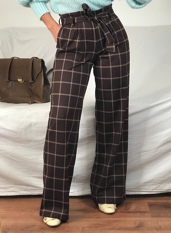 Vintage Plaid Straight Leg Pants