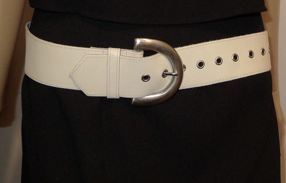 White leather belt -Genuine leather white belt - … - image 1