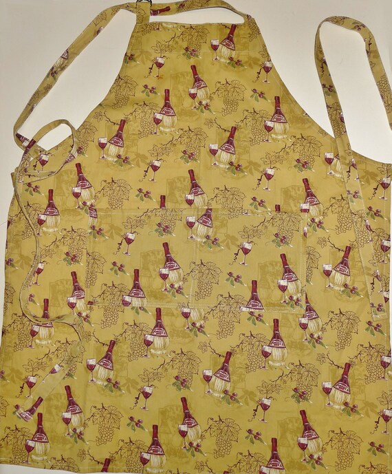 ITALIAN WINE cotton apron - Nice vtge cotton apro… - image 3