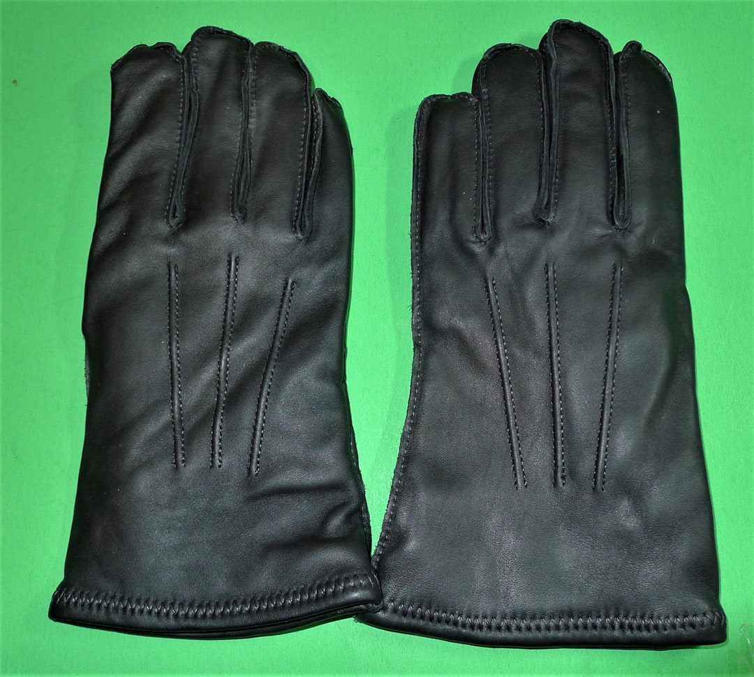 Black Leather Gloves for Men Size 8 Black Leather Lined Etsy UK