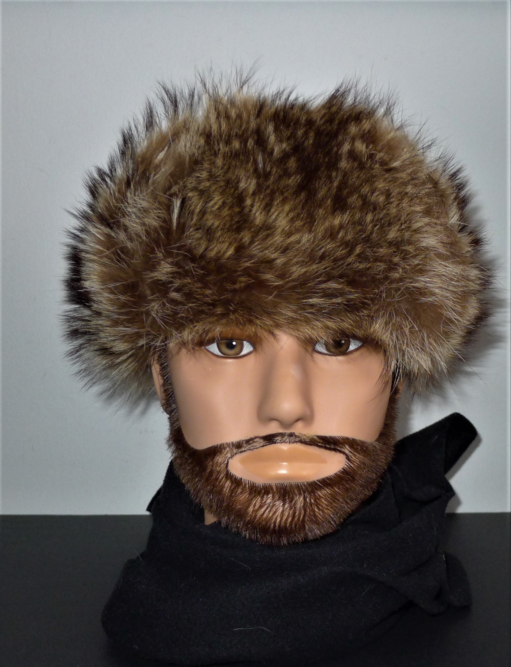 Warm Vintage Raccoon Fur Unisex Trooper Hat by Vittorio- in  display picture 1