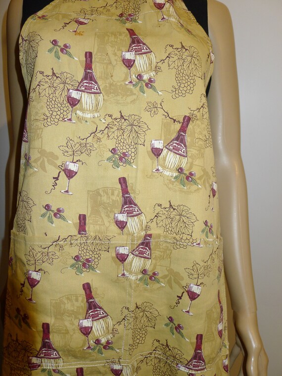 ITALIAN WINE cotton apron - Nice vtge cotton apro… - image 2