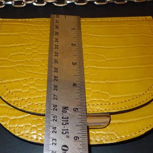 Cute little yellow ZARA Trafaluc crossbody bag with small chain, 7" x 6" x 1" image 6