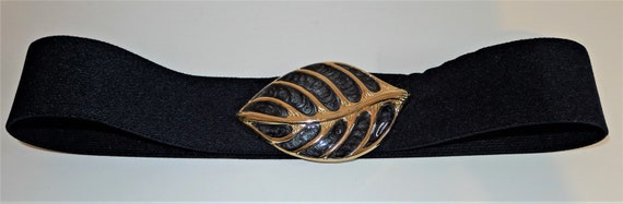 Vintage (80’s) DAY-LOR belt Vintage 80s Day Lor Black & Gold Enamel Stretch Waist Belt  main image 3