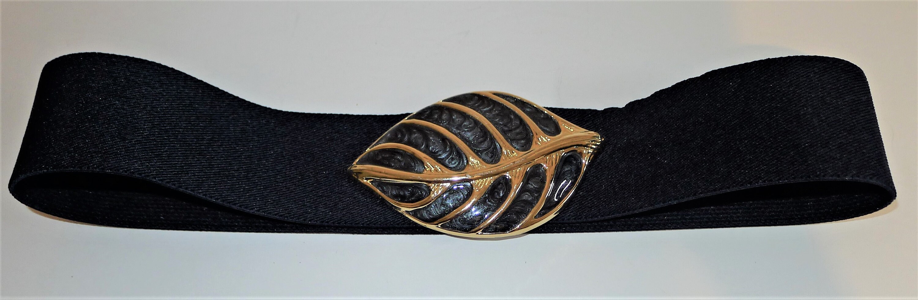 Vintage 80s Day-Lor Gold Buckle Navy Belt DAY-LOR Gold Belt Buckle Navy Blue Stretch Belt Vintage  main image 2