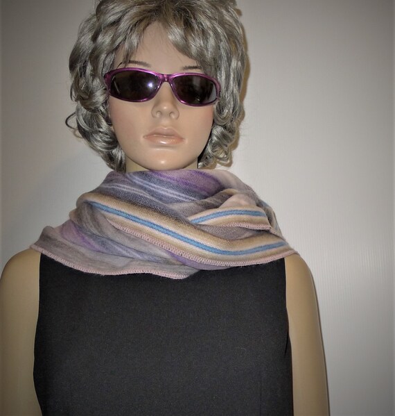 Long multicolored striped scarf, warm and soft. 7… - image 2