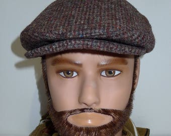 BILTMORE brown tweed woolen men's vintage flat cap hat - S - Warm Biltmore cap - Small
