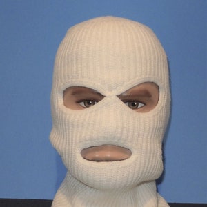 Vintage white acrylic balaclava - O/S - White acrylic balaclava