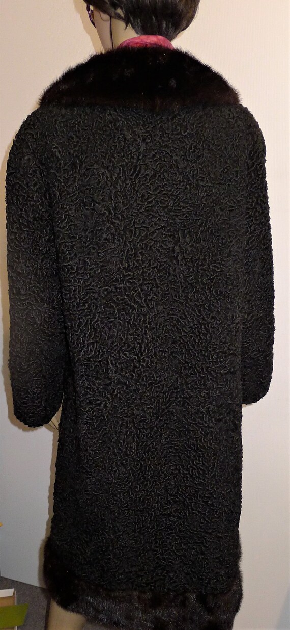 Beautiful vintage black Persian lamb coat with bl… - image 6
