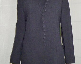Elegant vintage designer long black  lined blouse/blazer AMULETI Mariella Burani - Sz  M