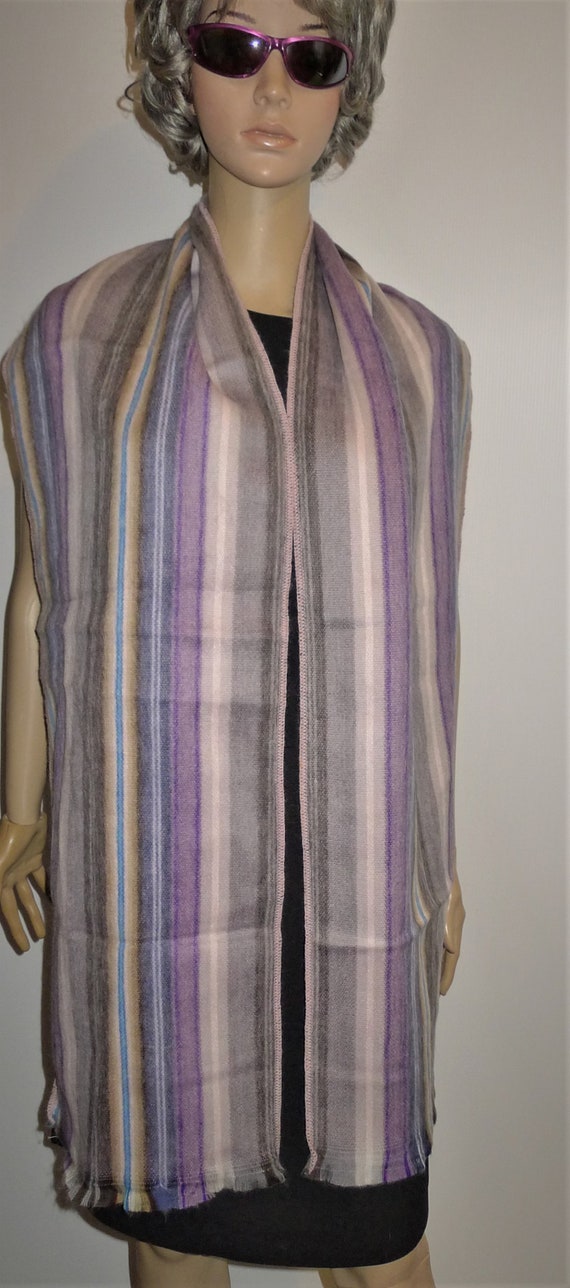 Long multicolored striped scarf, warm and soft. 7… - image 1