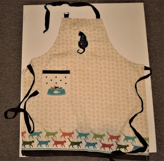 Nice vintage cotton apron with CATS - Joli tablie… - image 4