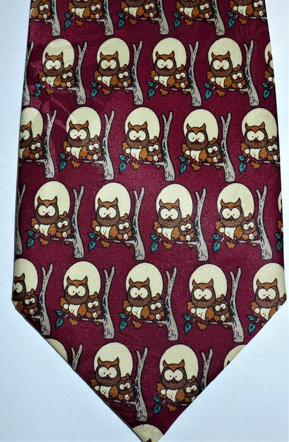 Lovely polyester tie with owl pattern by SETTE & … - image 1