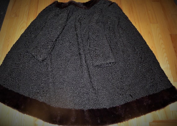 Beautiful vintage black Persian lamb coat with bl… - image 1