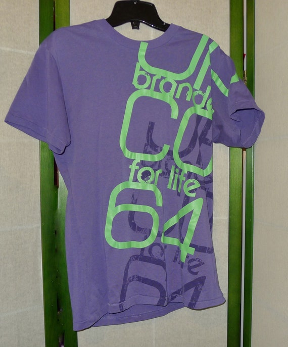 REDUCED joshua Perets Purple Womens Tshirt With Neon Green Logo
