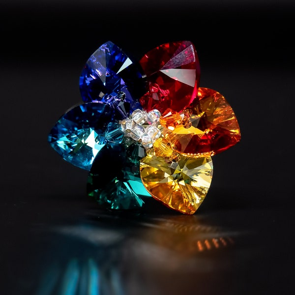 PRIDE Swarovski Regenbogen-Blumenbrosche LGBTQA+