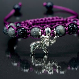 Elephant Charm Shamballa Style Labradorite Bracelet