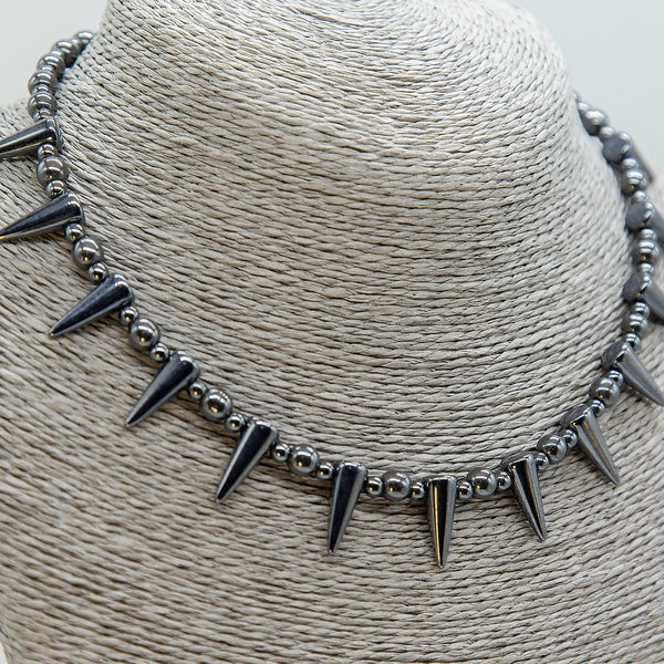 Hematite Spiked Necklace / Choker